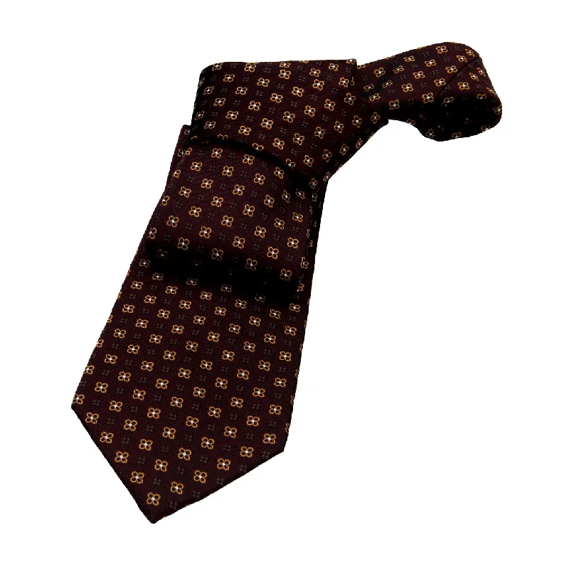 neckties for formal events-Millbury Foulard Silk Tie, Brown / Gold