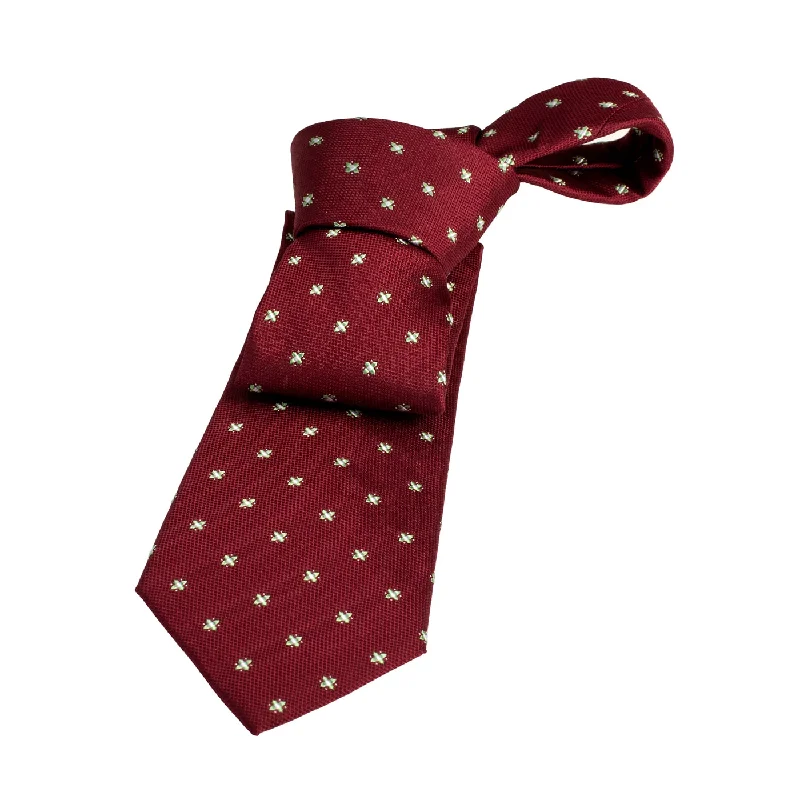 men's classic bow ties-Millville Foulard Silk Tie, Burgundy / Light Green