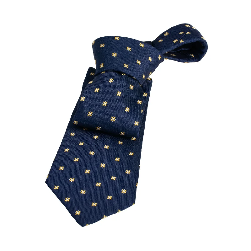 high-quality silk neckties-Millville Foulard Silk Tie, Navy / Gold