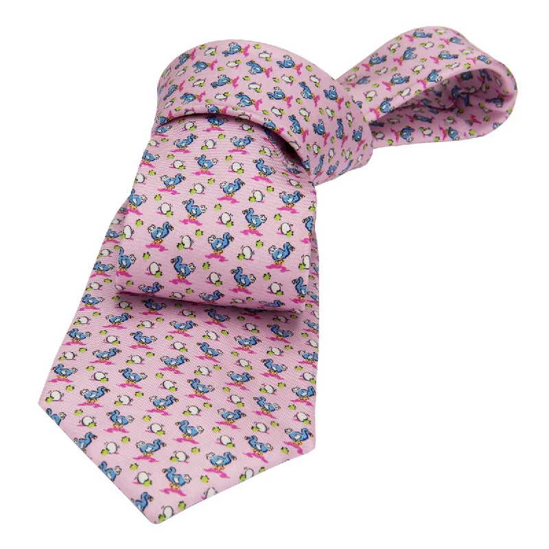 striped ties for men-Montauk Ducks Silk Tie, Pink / Blue