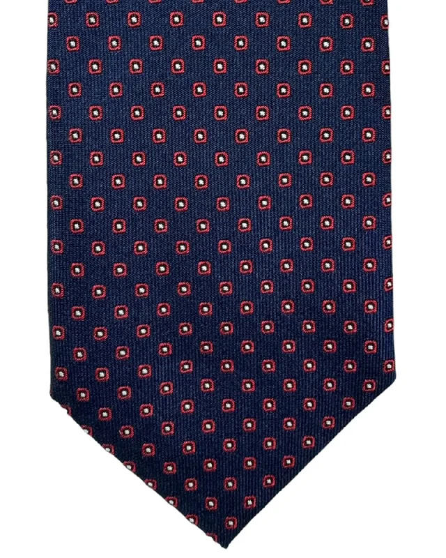 wedding necktie ideas-Moschino Silk Tie Midnight Blue Bordeaux Silver Geometric SALE