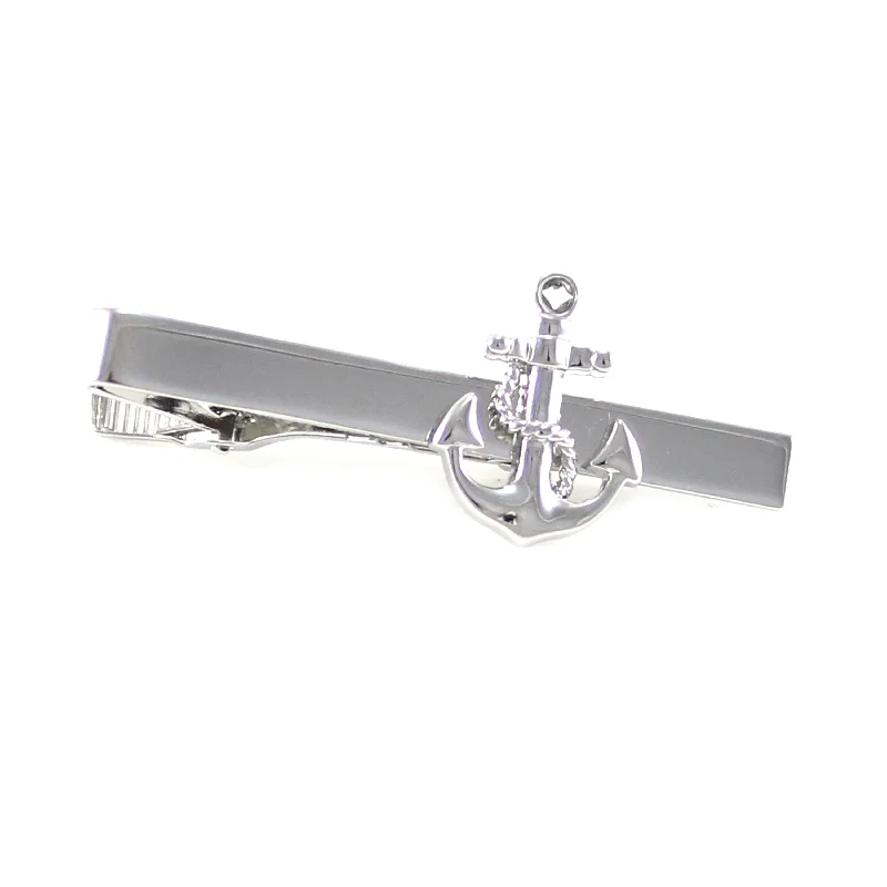 dark ties for professional attire-Nassau Silver Anchor Tie Bar