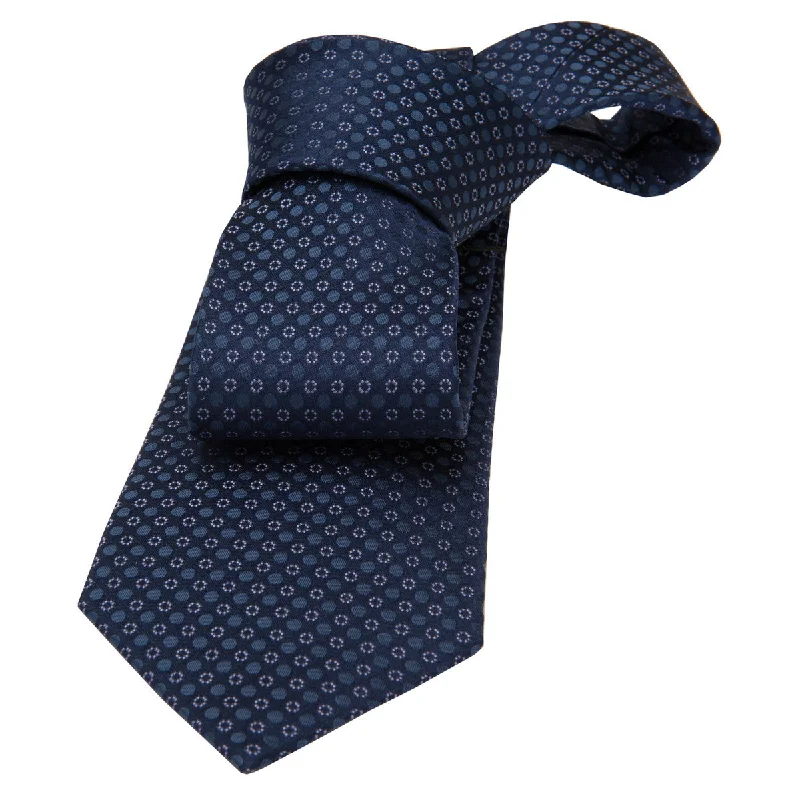 men's business silk ties-Newbury Dots Silk Tie, Navy / Lilac / Bluish Grey