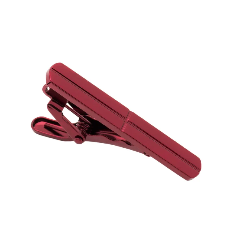 solid color ties for business-Norfolk Burgundy Stainless Steel Tie Bar