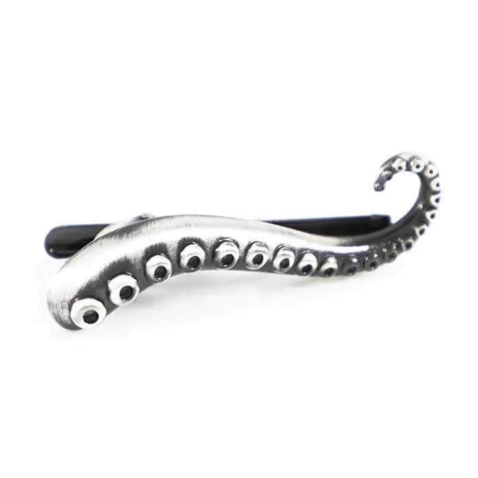 men's premium ties-Oahu Silver Octopus Tie Bar