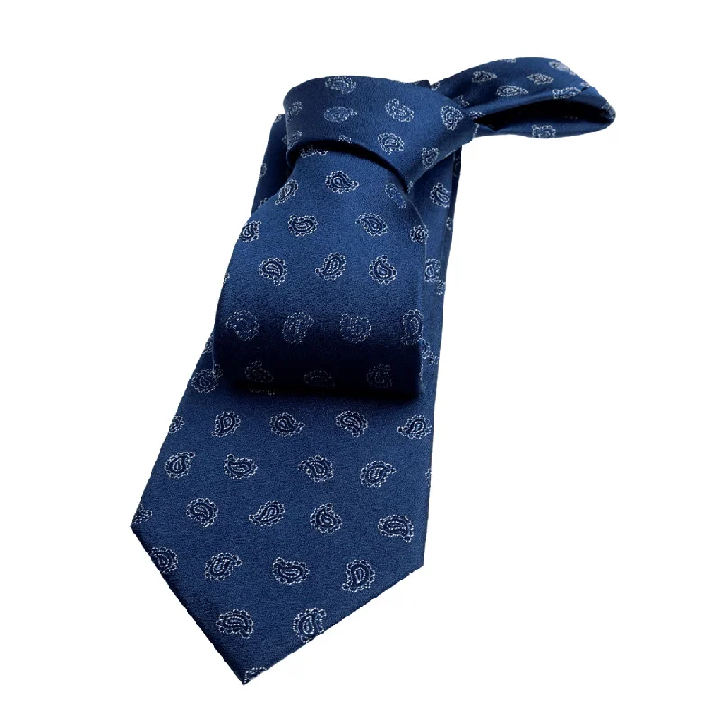 solid color ties for business-Oyster Bay Paisley Silk Tie, Navy / Silver