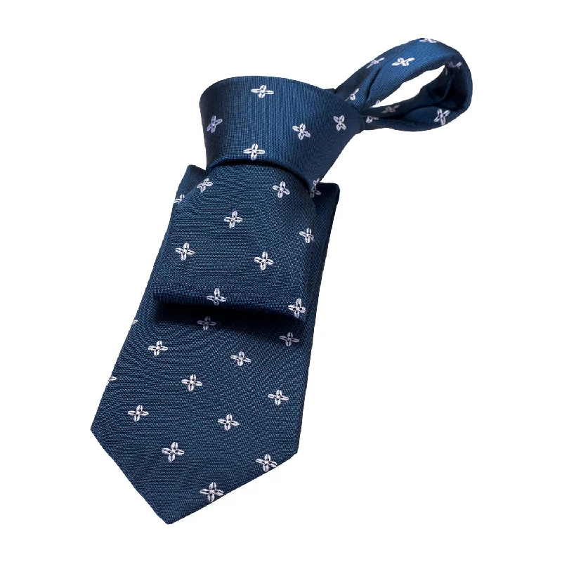 men's business attire neckties-Patterson Foulard Silk Tie, Navy / Silver