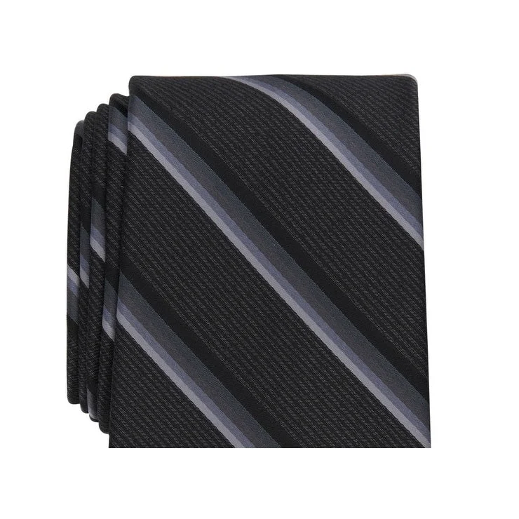 tie accessories for men-Perry Ellis Men's Abbott Stripe Tie Black Regular