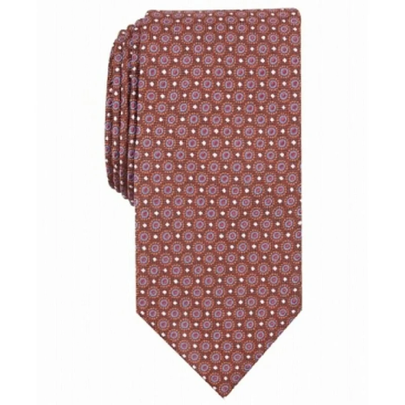 slim fit neckties-Perry Ellis Men's Bratton Classic Neat Tie Orange Size Regular