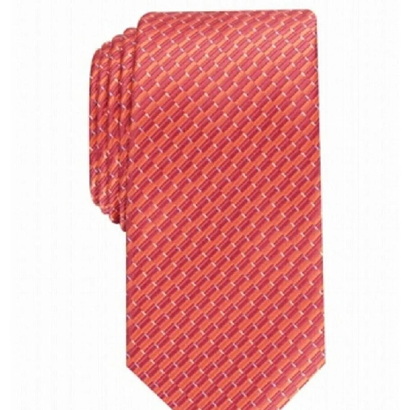 affordable wedding ties-Perry Ellis Men's Cognac Portage Neat Skinny Tie Orange One Size - One Size