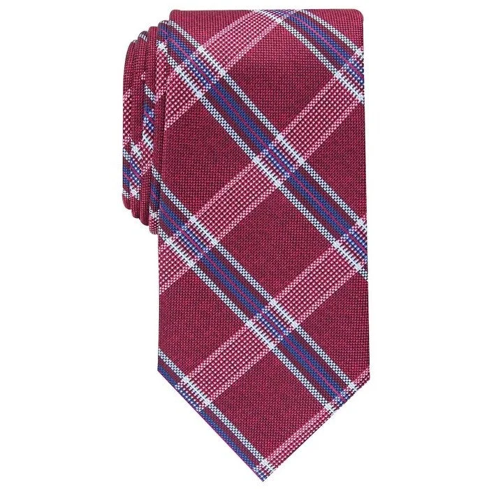 men's formal bow ties-Perry Ellis Men's Dover Plaid Tie Red Size Regular - One Size