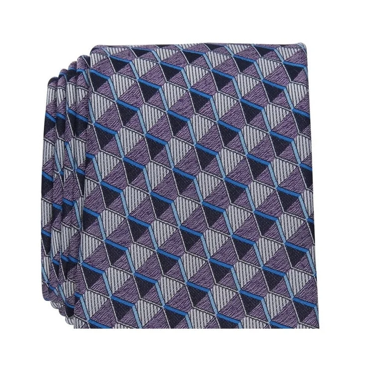 stylish long neckties-Perry Ellis Men's Dunstan Geometric Print Tie Purple Regular