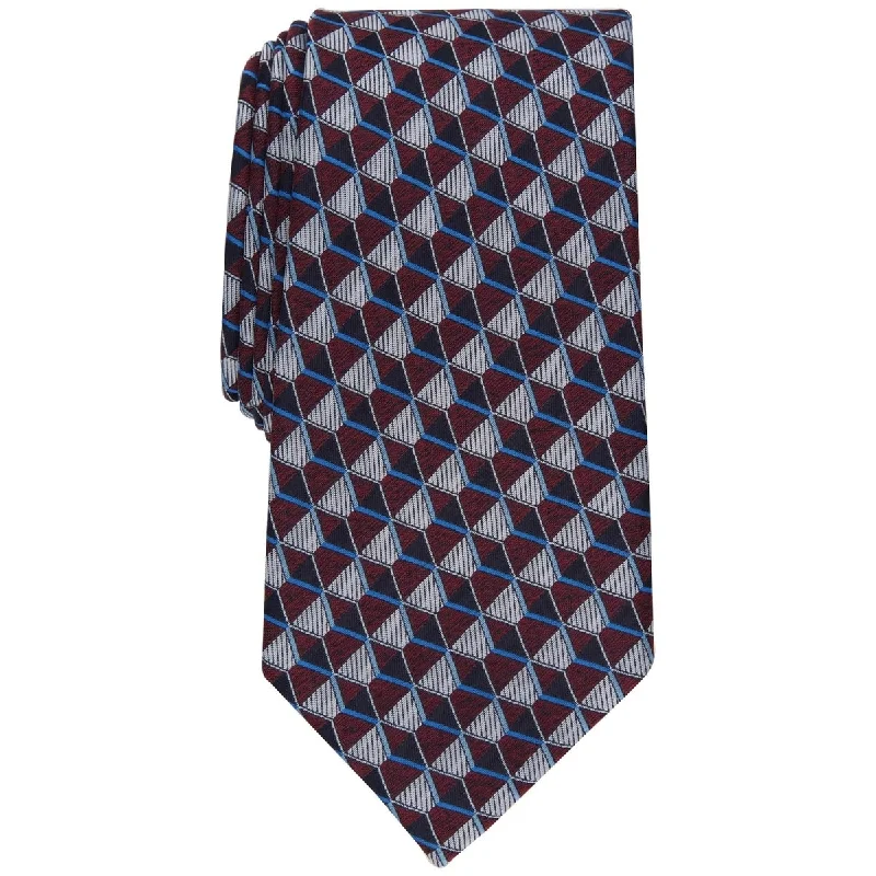 best silk necktie brands-Perry Ellis Men's Dunstan Geometric-Print Tie Red Size Regular