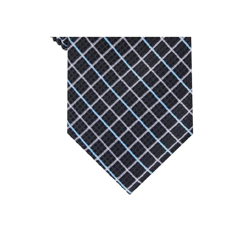 silk ties for the office-Perry Ellis Men's Elmdale Grid Tie Black Size Regular