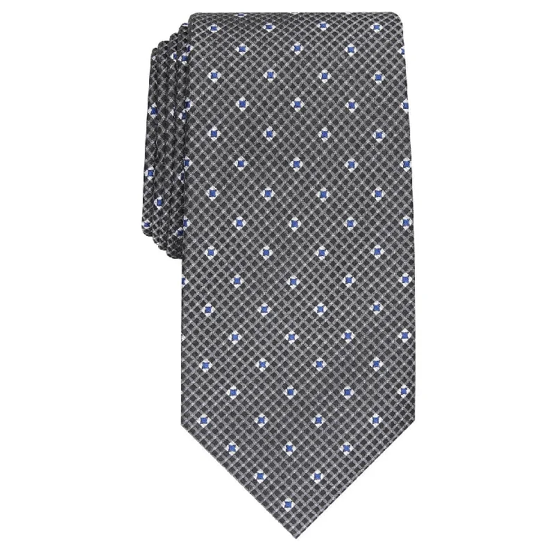 men's tie styles for 2025-Perry Ellis Men's Howland Neat Tie Gray Size Regular