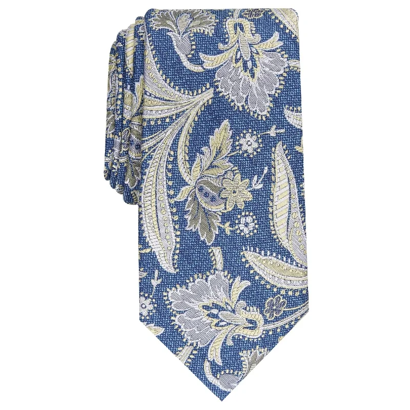 silk ties with designs-Perry Ellis Men's Olney Paisley Tie Navy Size Regular - One Size