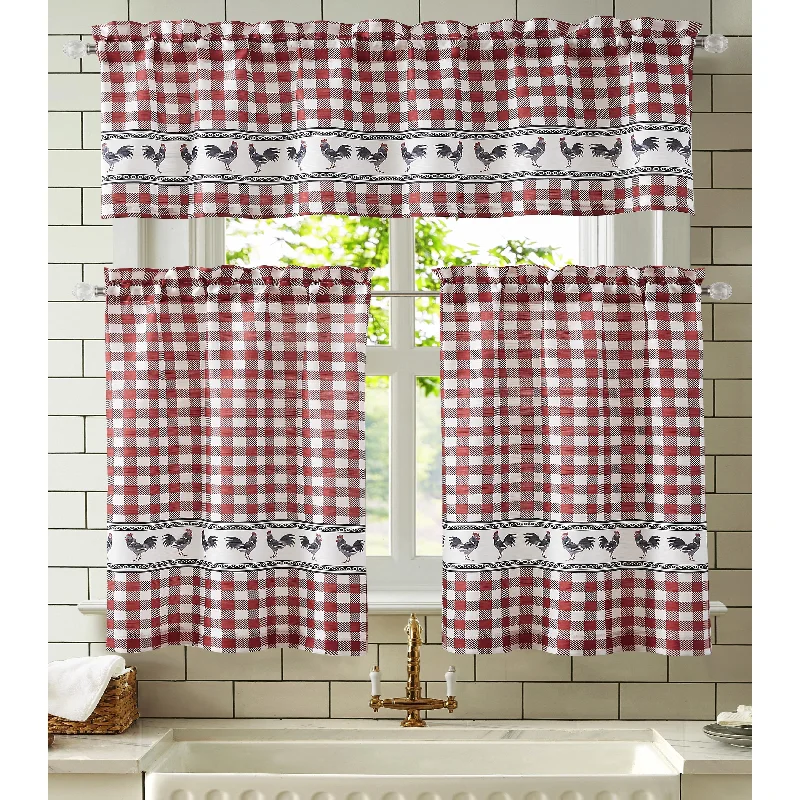 long neckties for tall men-Rooster Tribeca Textured Kitchen Curtain Set with Valance & Tiers