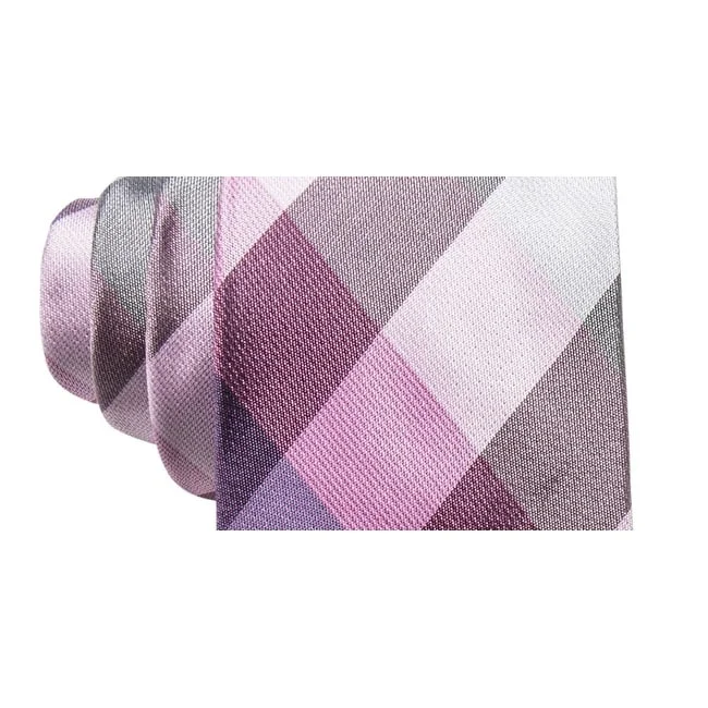 soft business ties-Ryan Seacrest Distinction Men's Weho Silk Check Regular Tie Pink One Size