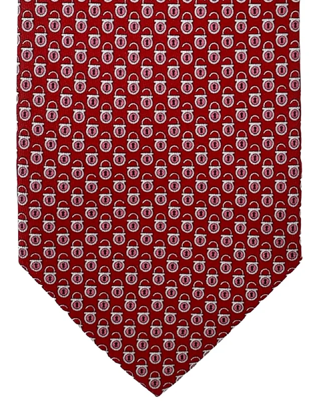 bright color ties-Salvatore Ferragamo Silk Tie Red Gancini & Lock