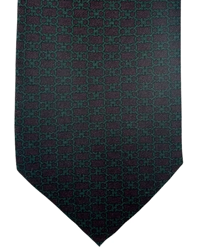 casual ties for men-Salvatore Ferragamo Tie Dark Plum Green Interlocking Gancini