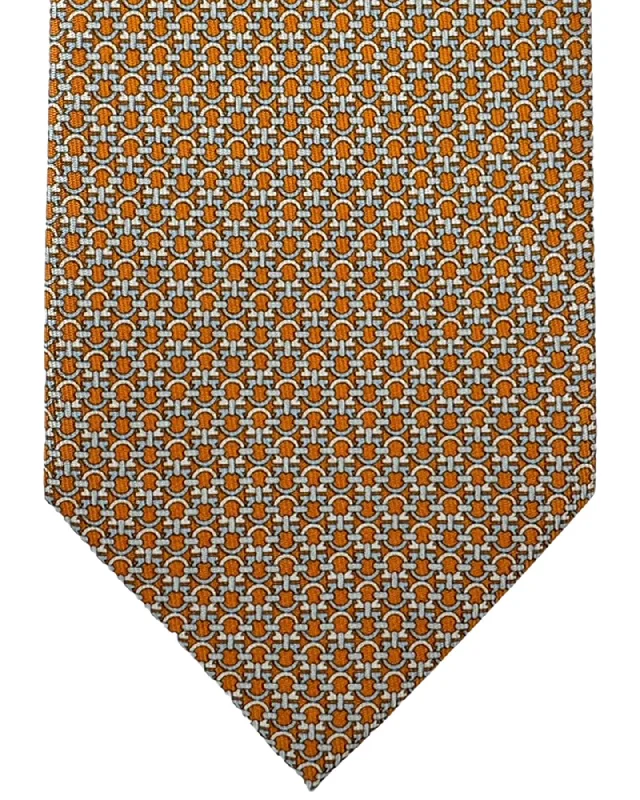 best men's neckties for interviews-Salvatore Ferragamo Tie Orange Gray Interlocking Gancini