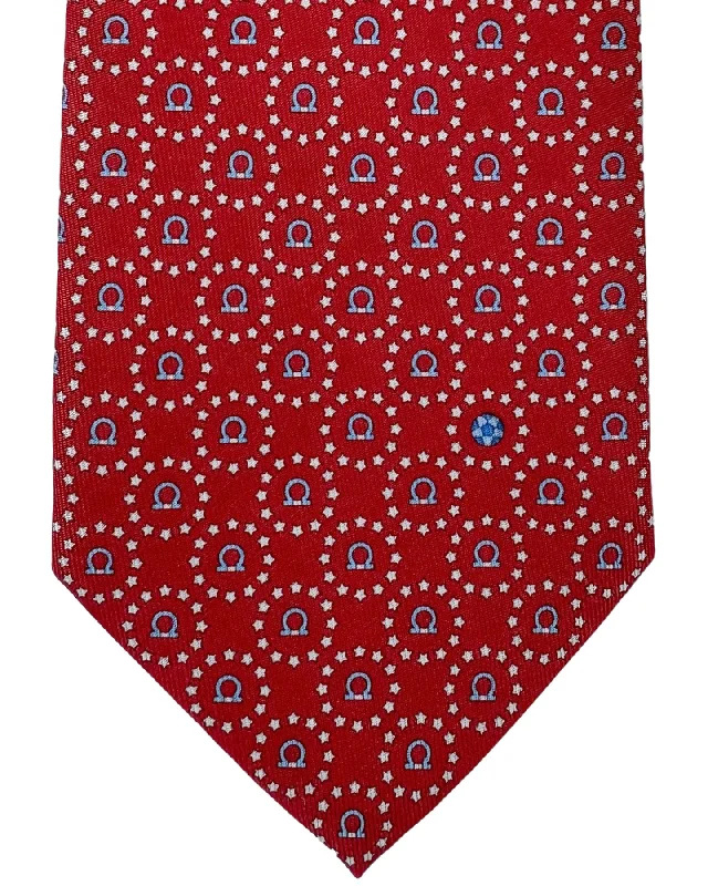 luxury silk neckties-Salvatore Ferragamo Tie Red Gancini