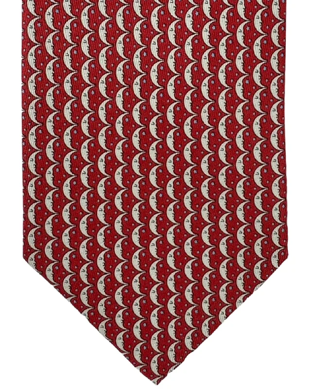 ties with cufflinks-Salvatore Ferragamo Tie Red Moon - Novelty