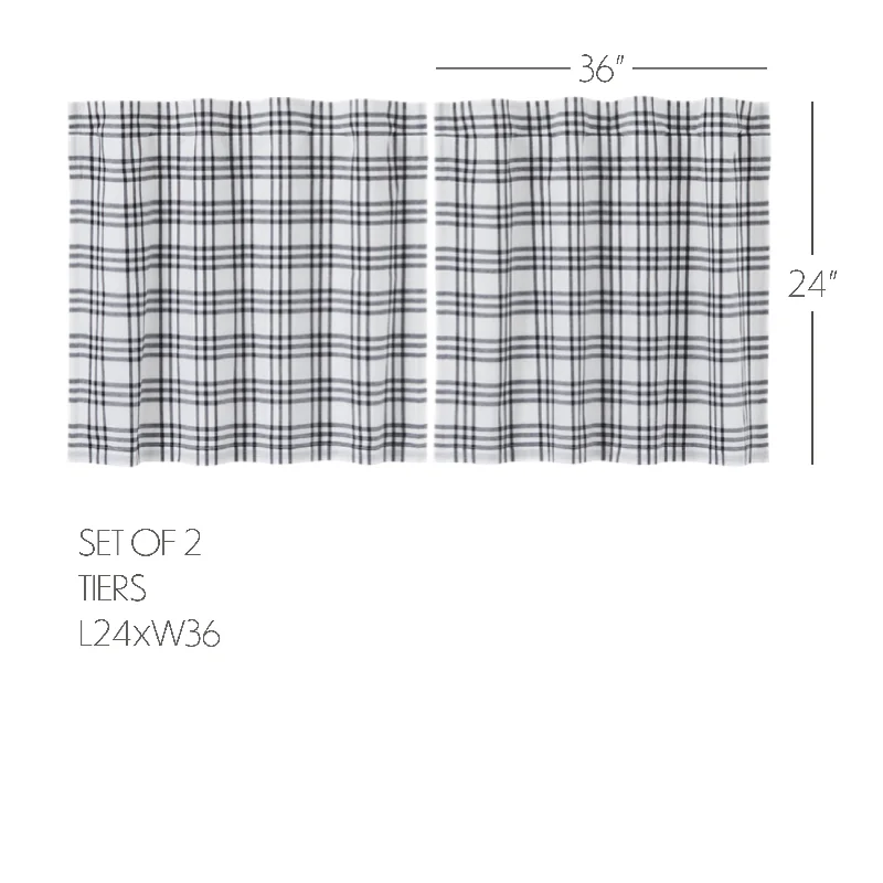 designer necktie sets-Sawyer Mill Black Plaid Tier Set of 2 L24xW36