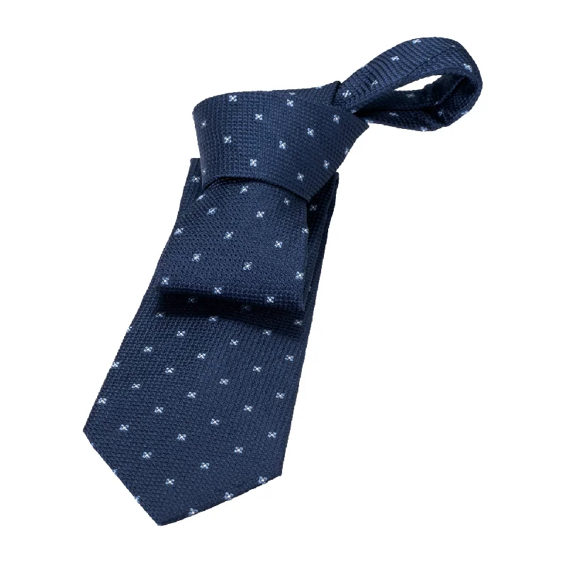 classic striped neckties-Seneca Falls Foulard Silk Tie, Navy / Light Blue