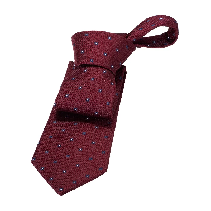 best neckties for business-Seneca Falls Foulard Silk Tie, Red / Navy