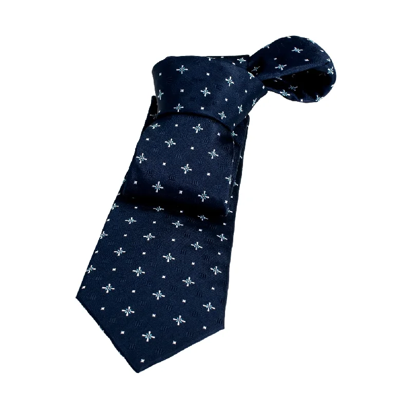 wedding guest ties-Shelburne Foulard Silk Tie, Navy / Silver / Light Blue