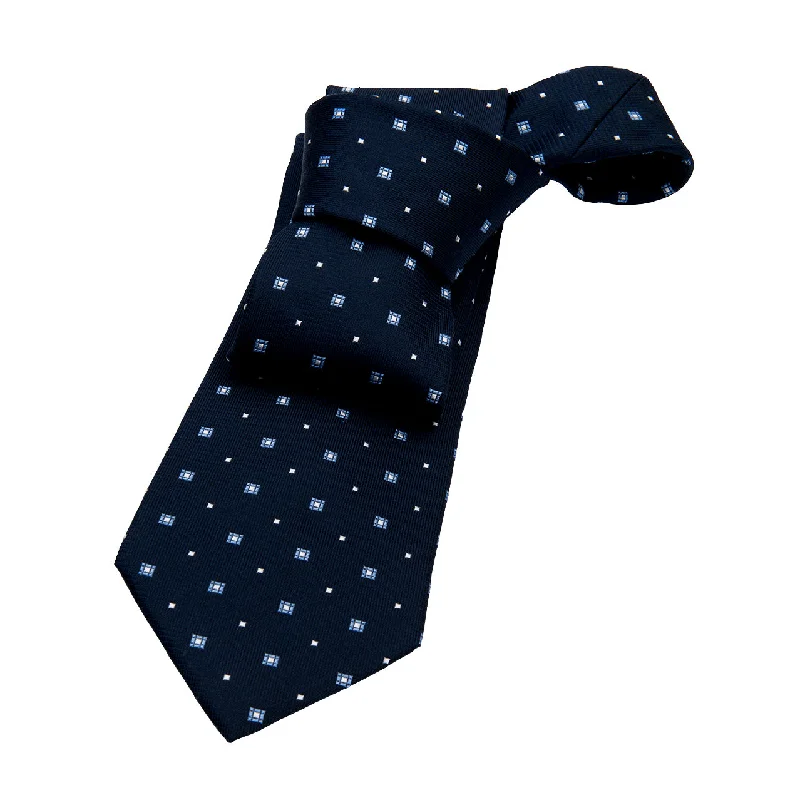 office tie sets for men-Shelton Abstract Silk Tie, Navy / Blue / Silver