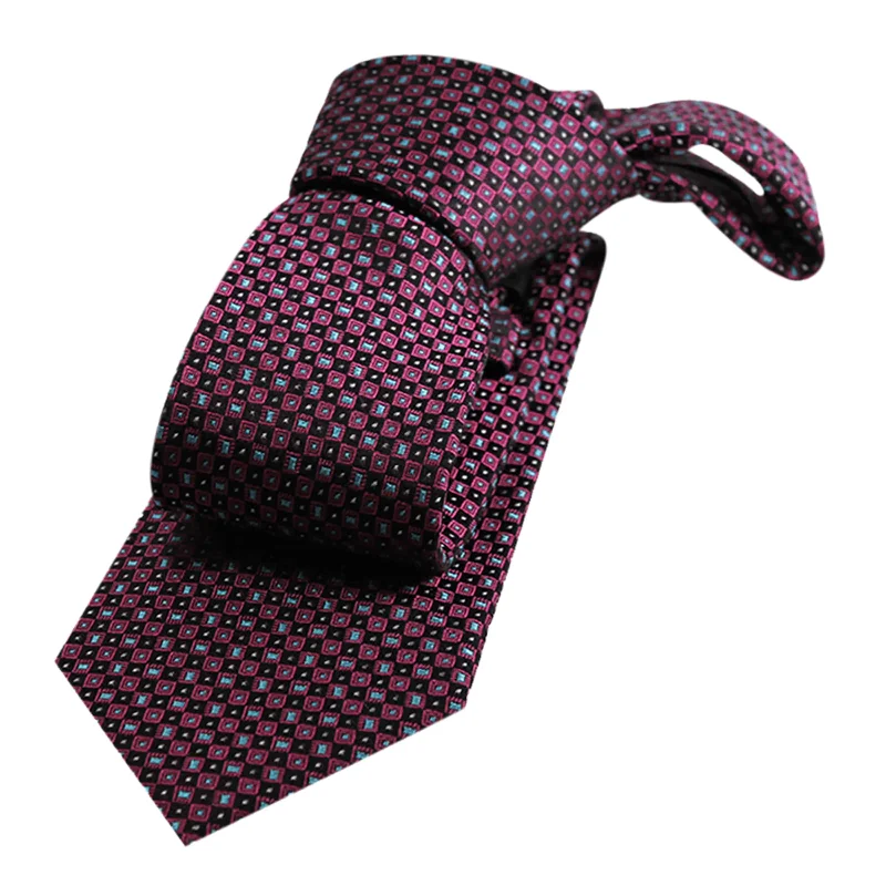 men's tie styles for 2025-Stafford Squares Silk Tie, Burgundy / Light Blue