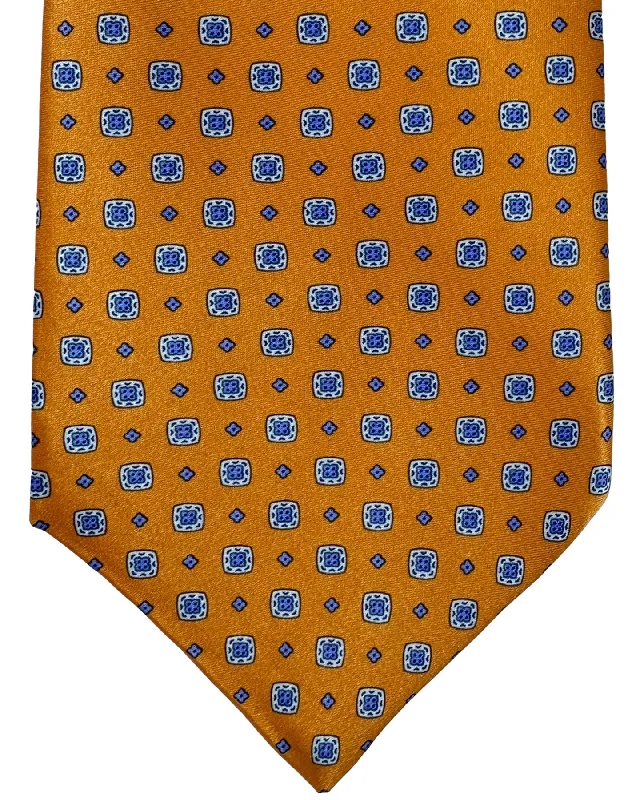 stylish necktie sets-Stefano Ricci Silk Tie Orange Blue Mini Geometric