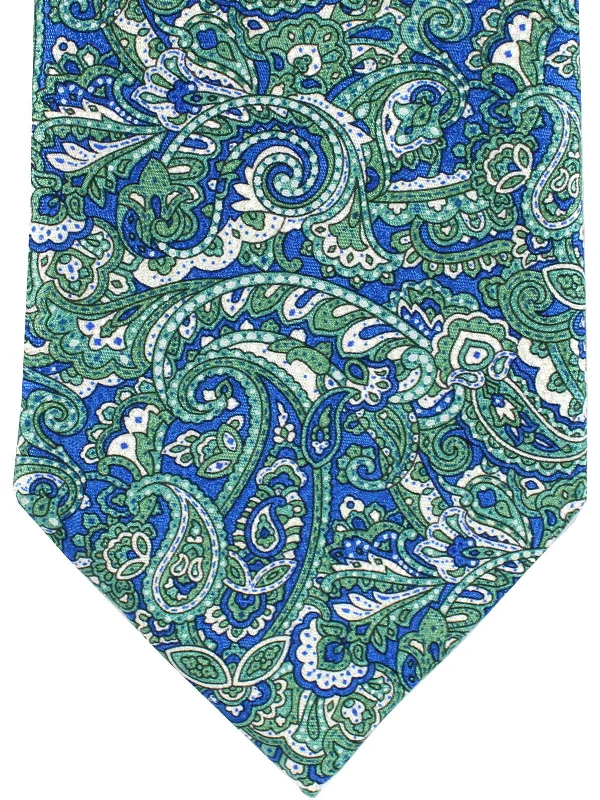 solid color neckties-Stefano Ricci Silk Tie Royal Blue Green Paisley SALE