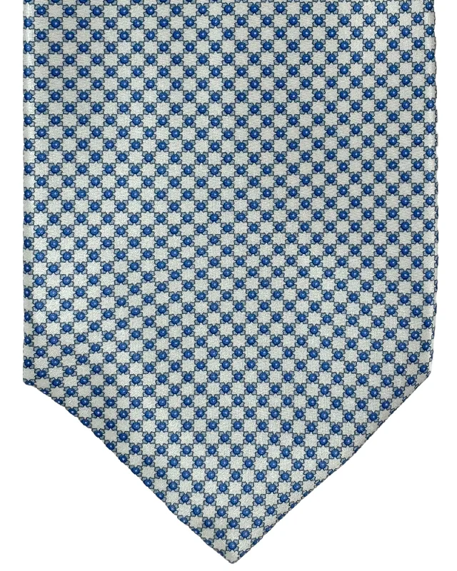 men's formal wedding neckties-Stefano Ricci Silk Tie Silver Royal Blue Gray Micro Geometric