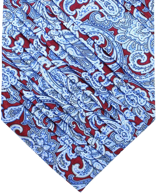 navy blue ties-Stefano Ricci Tie Maroon Blue Paisley - Pleated Silk SALE