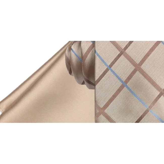 necktie packs for men-Steve Harvey Men's Grid Tie & Pocket Square Set Beige Size Regular