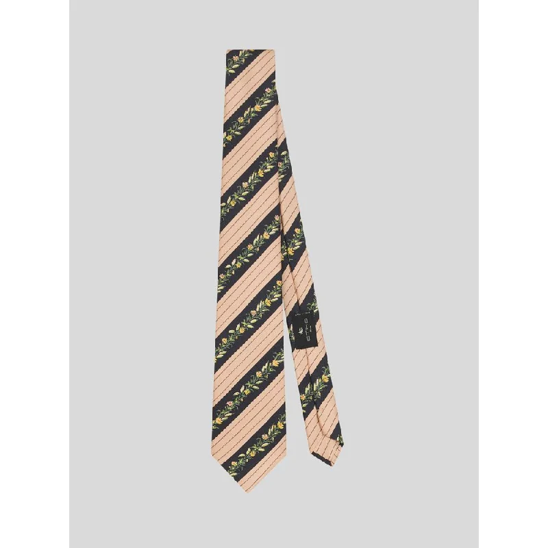 striped ties for men-STRIPED AND MICRO FLOWER TIE