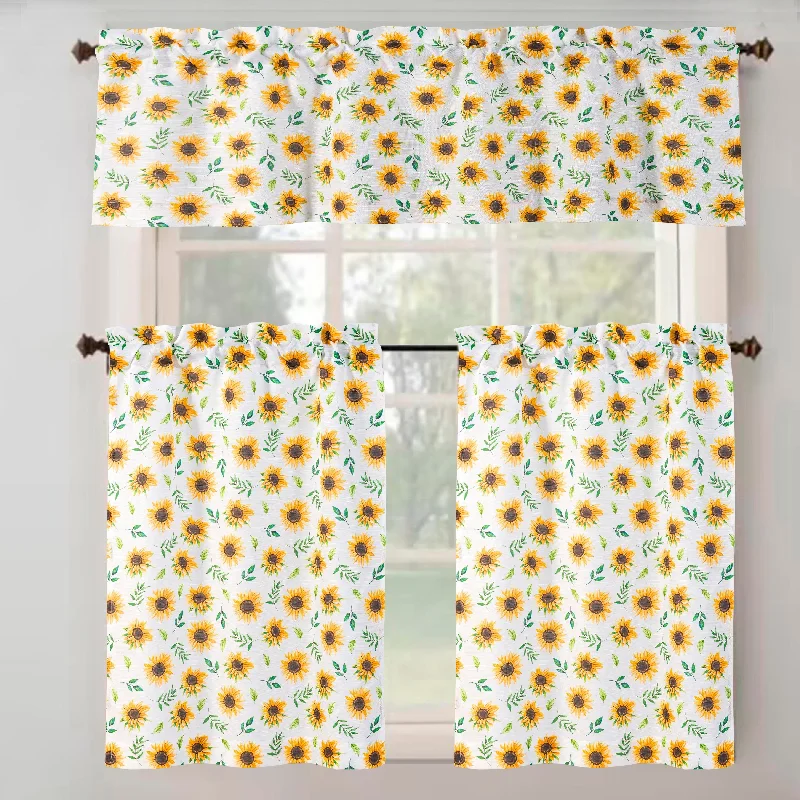 paisley neckties-Sunflower Tribeca Textured Kitchen Curtain Set with Valance & Tiers