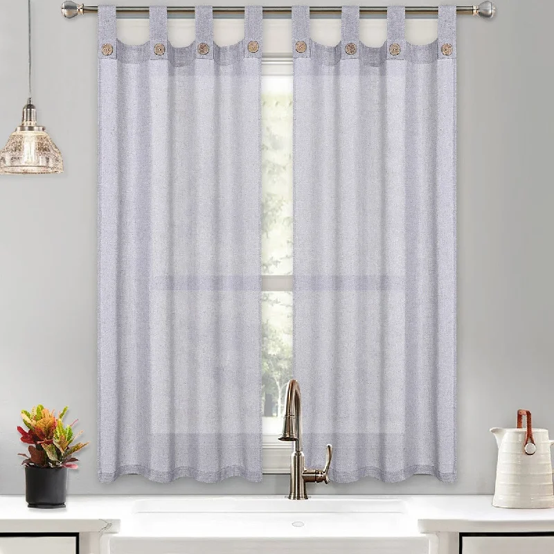 formal ties for men-Tab Top Button Short Kitchen Tier Curtains for Small Windows Farmhouse Bathroom