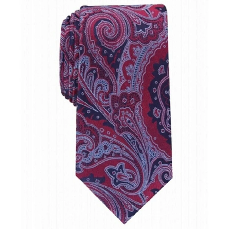 casual neckties for office-Tasso Elba Men's Cavour Paisley Tie Red Size Regular