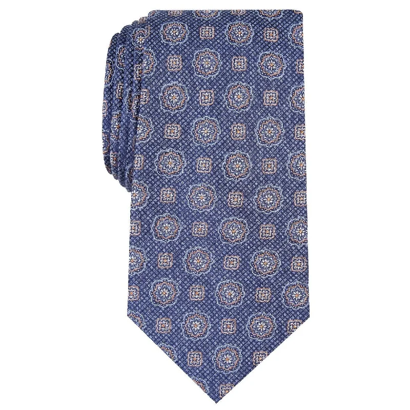 wedding guest ties-Tasso Elba Men's Classic Medallion Tie Purple Size Regular