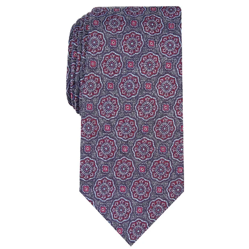 classy necktie sets-Tasso Elba Men's Como Medallion Tie Burgundy Size Regular