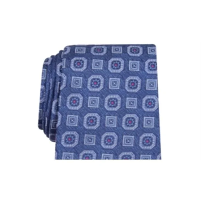 silk neckties for casual events-Tasso Elba Men's Medallion Silk Tie Blue Size Regular