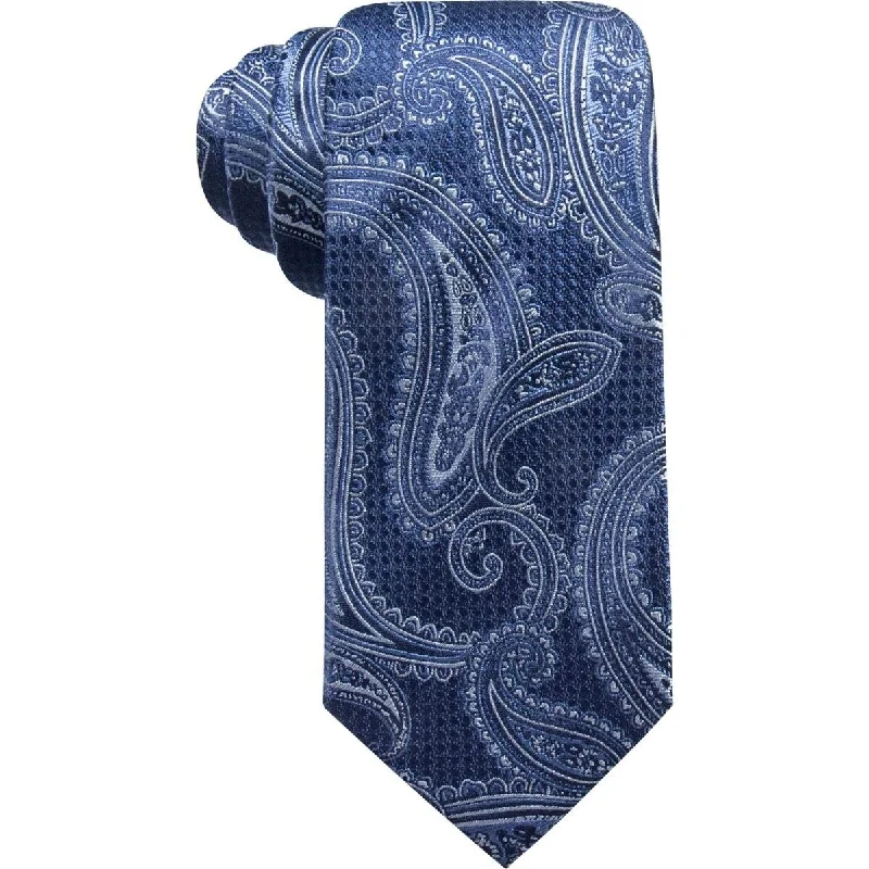 neckties for corporate attire-Tasso Elba Men's Paisley Silk Tie Navy Size Regular - One Size