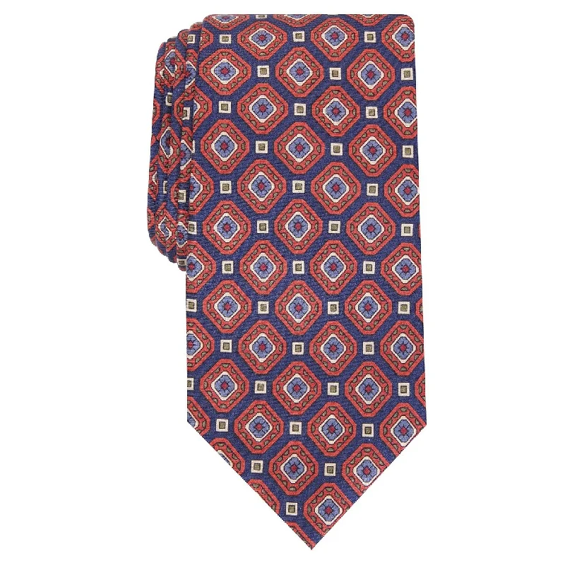 luxury ties for men-Tasso Elba Men's Sergio Medallion Tie Navy Size Regular