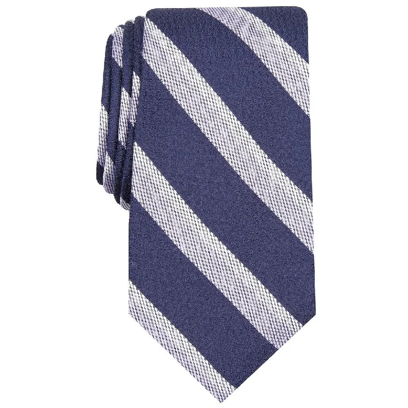 stylish ties for casual outfits-Tasso Elba Men's Stripe Silk Tie Dark Blue Size Regular