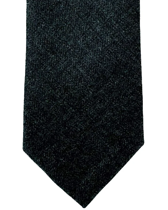 patterned silk ties-Thom Browne Skinny Wool Tie Dark Gray FINAL SALE