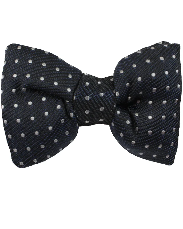 silk ties for the office-Tom Ford Silk Bow Tie Black Gray Mini Dots